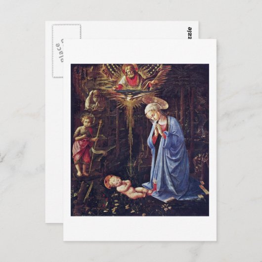 Adoratie van het kind en St. Bernard Briefkaart (Voorkant / Achterkant)