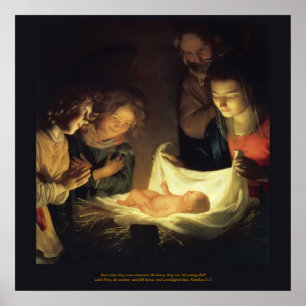Adoratie van het kind - Honthorst c1622 Poster