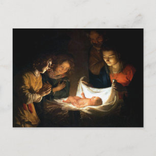 Adoratie van het kind Jezus - Honthorst Briefkaart