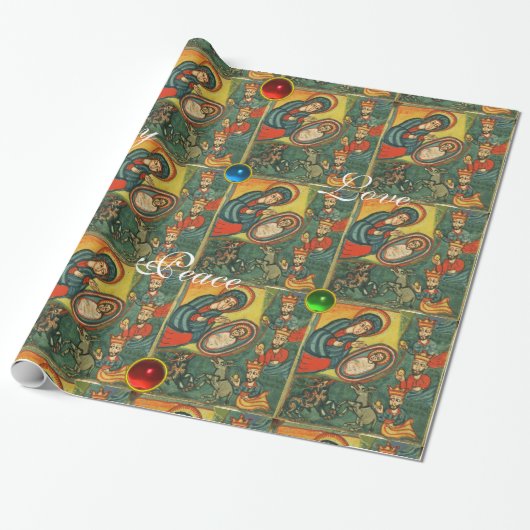 ADORATIE VAN HET PARCHMENT VAN MAGI , NATIVITEITSS CADEAUPAPIER (Uitgerold)