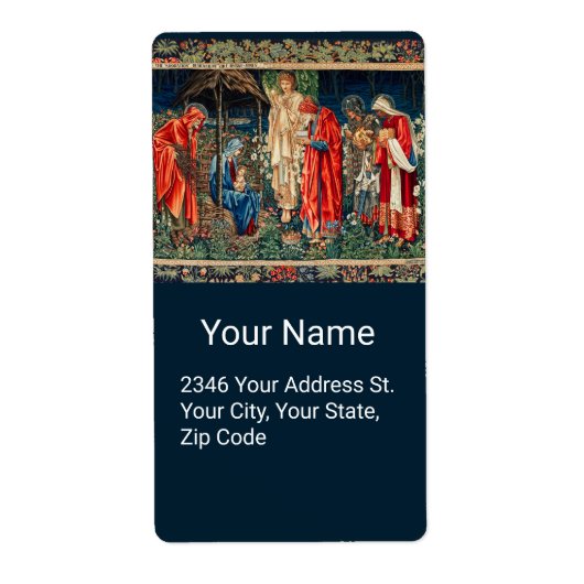 ADORATIE VAN MAGI Morris, Burne-Jones Label (Voorkant)