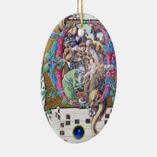 ADORATIE VAN MAGI,NATIVITEITMONOGRAM MET DOLFINE C KERAMISCH ORNAMENT (Rechts)