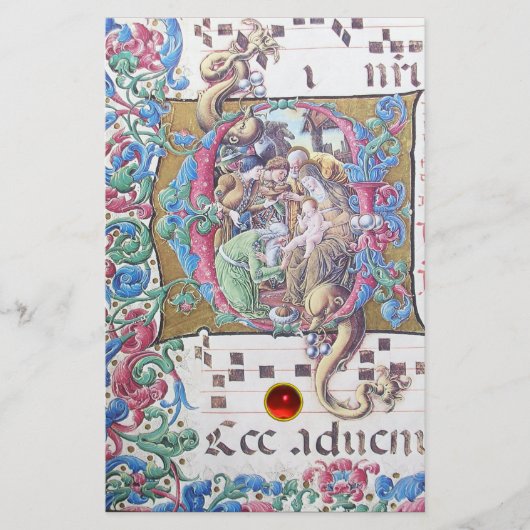 ADORATIE VAN MAGI , NATIVITEITSMONOGRAM MET DOLFIN BRIEFPAPIER (Voorkant)