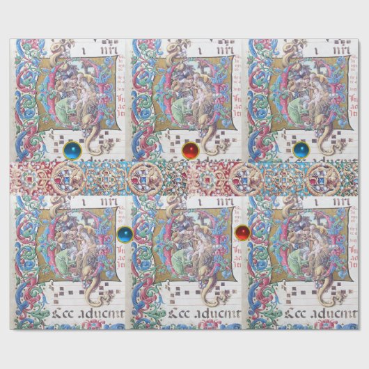 ADORATIE VAN MAGI , NATIVITEITSMONOGRAM MET DOLFIN CADEAUPAPIER (Vlak)