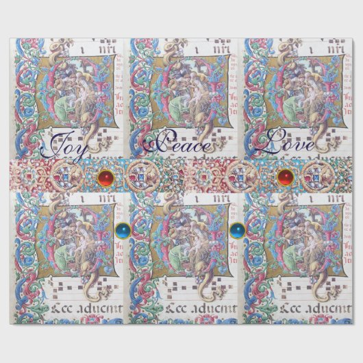 ADORATIE VAN MAGI , NATIVITEITSMONOGRAM MET DOLFIN CADEAUPAPIER (Vlak)