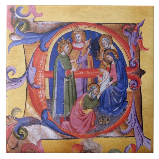ADORATION OF MAGI NATIVITY CHRISTMAS PARCHMENT TEGELTJE (Voorkant)