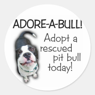 Adore-A-Bull Pit Bull. Ronde Sticker