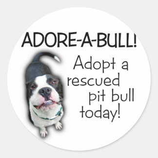 Adore-A-Bull Pit Bull. Ronde Sticker