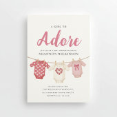 Adore A Girl Baby Shower Invitation Kaart