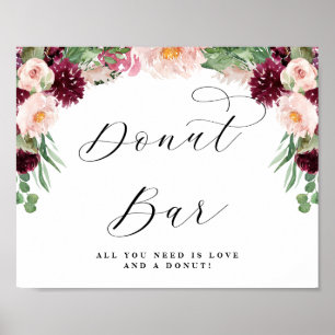 Adore Bloemige Donut Bar Calligrafie Trouw Teken Poster