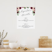 Adore Bloemige Handtekeningdrank Bruiloft Bar Menu Poster (Keuken)