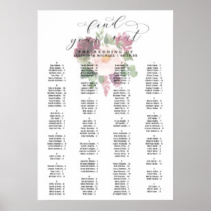 Adore Floral Alfabetical Wedding Seating Chart Poster