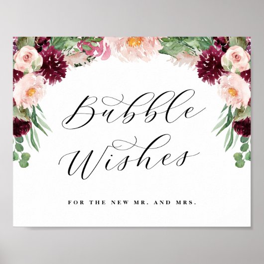Adore Floral Bubbles Pas getrouwd Sendoff Wedding  Poster (Voorkant)