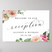 Adore Floral Calligraphy Reception Welcome Sign Poster (Voorkant)