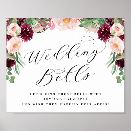 Adore Floral Wedding Bells sturen uitwijkbord Poster (Voorkant)