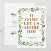 Adore Him Foliage Lijst Religieuze Feestdagenkaart (Voorkant / Achterkant)