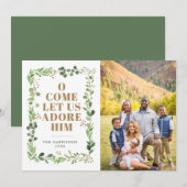 Adore Him Foliage Lijst Religieuze Foto Feestdagenkaart (Voorkant / Achterkant)