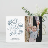 Adore Him | Fotokerstkaart | Blauw Feestdagenkaart (Staand voorkant)