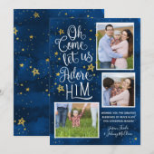 Adore Him | kerstfotokaart voor religieuze doelein Feestdagenkaart (Voorkant / Achterkant)