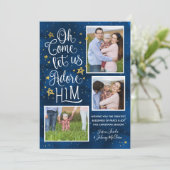 Adore Him | kerstfotokaart voor religieuze doelein Feestdagenkaart (Staand voorkant)