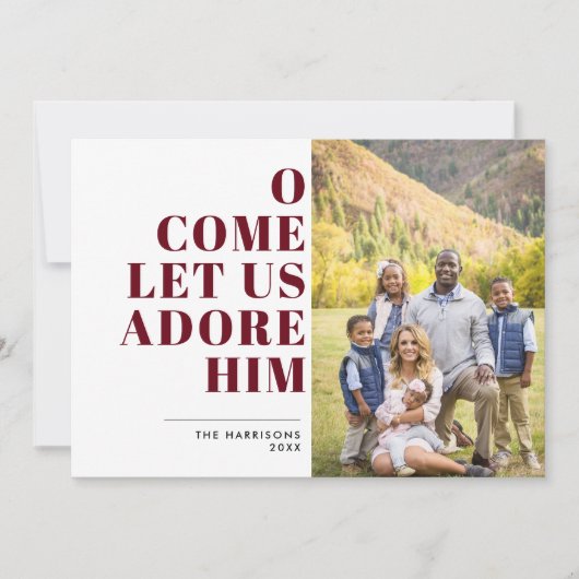 Adore Him Modern Religieuze Foto Feestdagenkaart (Voorkant)