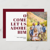 Adore Him Modern Religieuze Foto Feestdagenkaart (Voorkant / Achterkant)