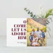 Adore Him Modern Religieuze Foto Feestdagenkaart (Staand voorkant)