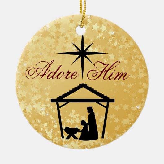 Adore Him - Nativiteit Scene Ornament (Voorkant)