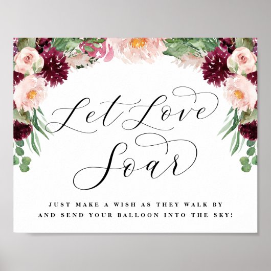 Adore Let Love Soar Balloon Send Off Weduwen Sign Poster (Voorkant)