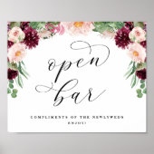 Adore Open Bar Calligraphy Weddenschappen Receptio Poster (Voorkant)