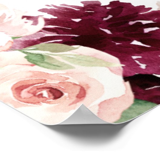 Adore Welcome Chic Floral Script Weduwen Sign Poster (Hoek)