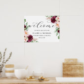 Adore Welcome Chic Floral Script Weduwen Sign Poster (Keuken)