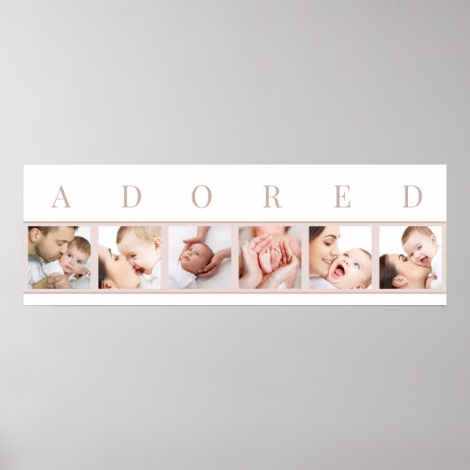 ADORED 6 Photo Collage Pink and White Baby Afbeeld Poster (Voorkant)