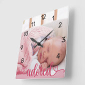 Adored Baby Girl Fotoroze maagzwelling Vierkante Klok (Hoek)