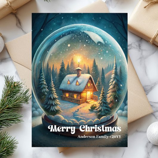 Adorned Christmas ball classic holly berries card Feestdagenkaart