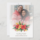 Adorned Christmas Floral Garland Poinsettias Photo Kaart (Voorkant)