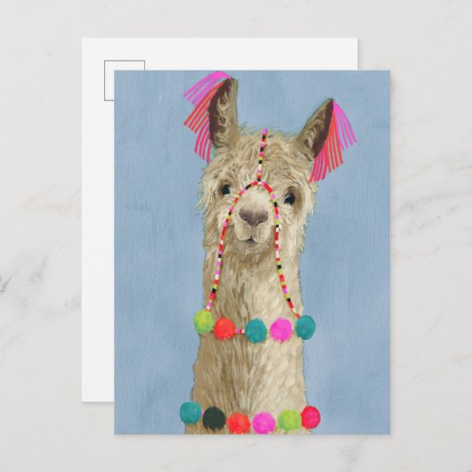 Adorned Llama - Beige Briefkaart (Voorkant / Achterkant)