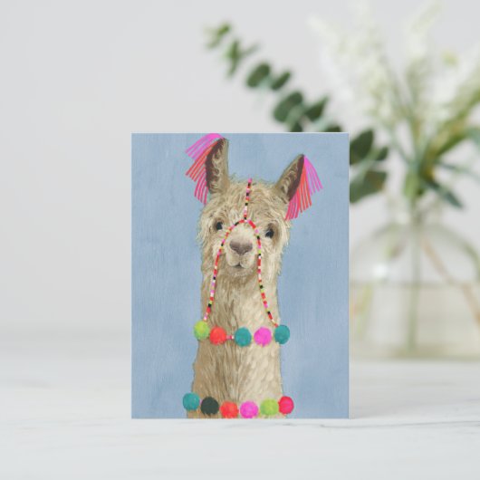 Adorned Llama - Beige Briefkaart (Staand voorkant)