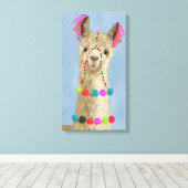 Adorned Llama - Beige Canvas Afdruk (Insitu (Houten vloer))
