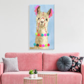 Adorned Llama - Beige Canvas Afdruk (Insitu (Woonkamer))