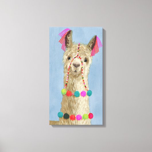 Adorned Llama - Beige Canvas Afdruk (Voorkant)