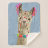 Adorned Llama - Beige Sherpa Deken (Voorkant)