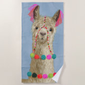 Adorned Llama - Beige Strandlaken (Voorkant)