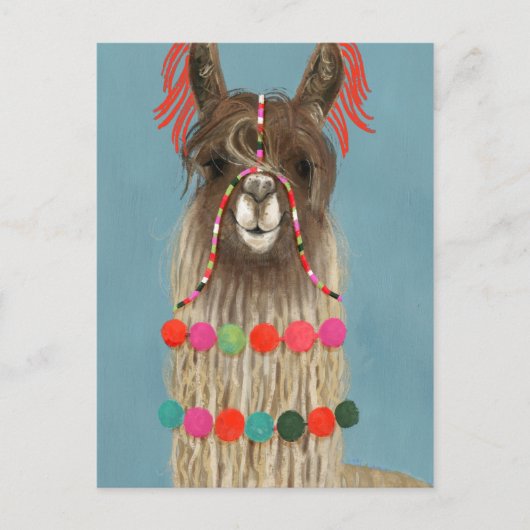 Adorned Llama - Brown Briefkaart (Voorkant)