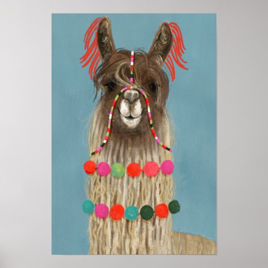 Adorned Llama - Brown Poster (Voorkant)