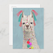 Adorned Llama - White Briefkaart (Voorkant / Achterkant)