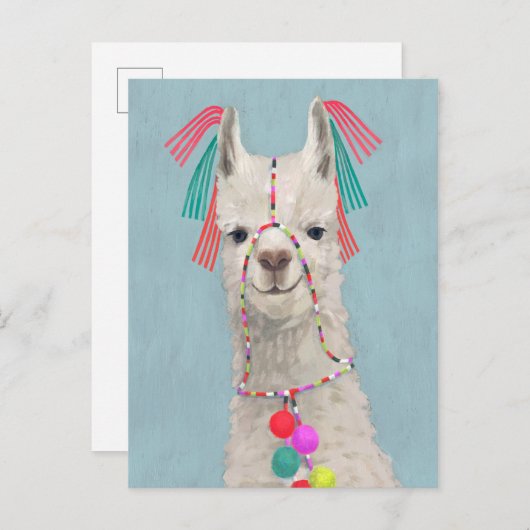 Adorned Llama - White Briefkaart (Voorkant / Achterkant)