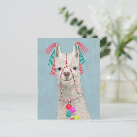 Adorned Llama - White Briefkaart (Staand voorkant)