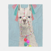 Adorned Llama - White Fleece Deken (Voorkant)