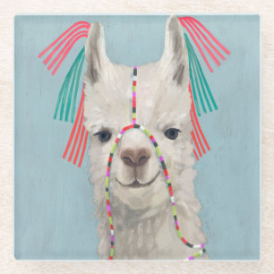 Adorned Llama - White Glazen Onderzetter